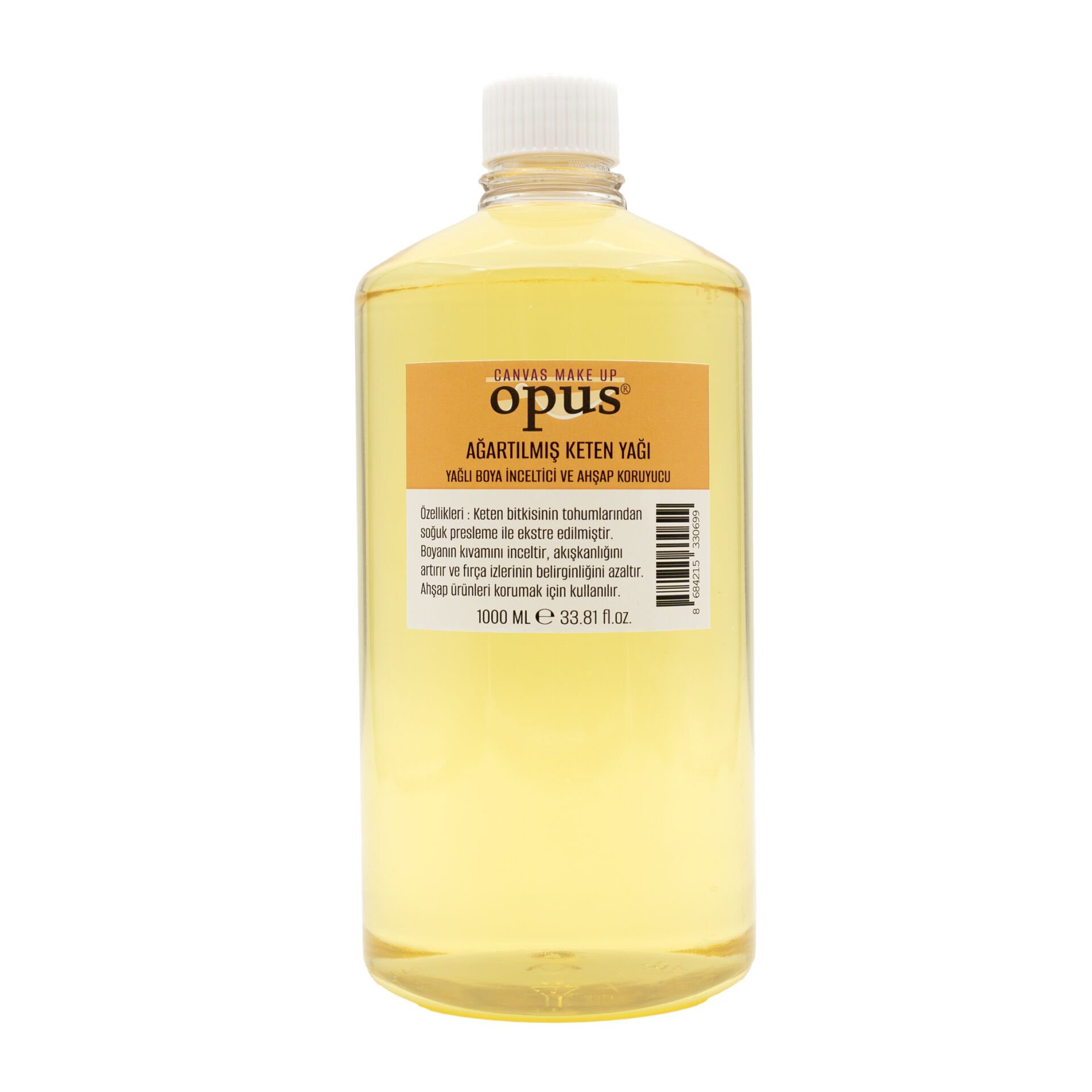 Opus Ağartılmış Keten Yağı 1000ml Yağlı Boya Inceltici Resim Yağı Ahşap Koruyucu